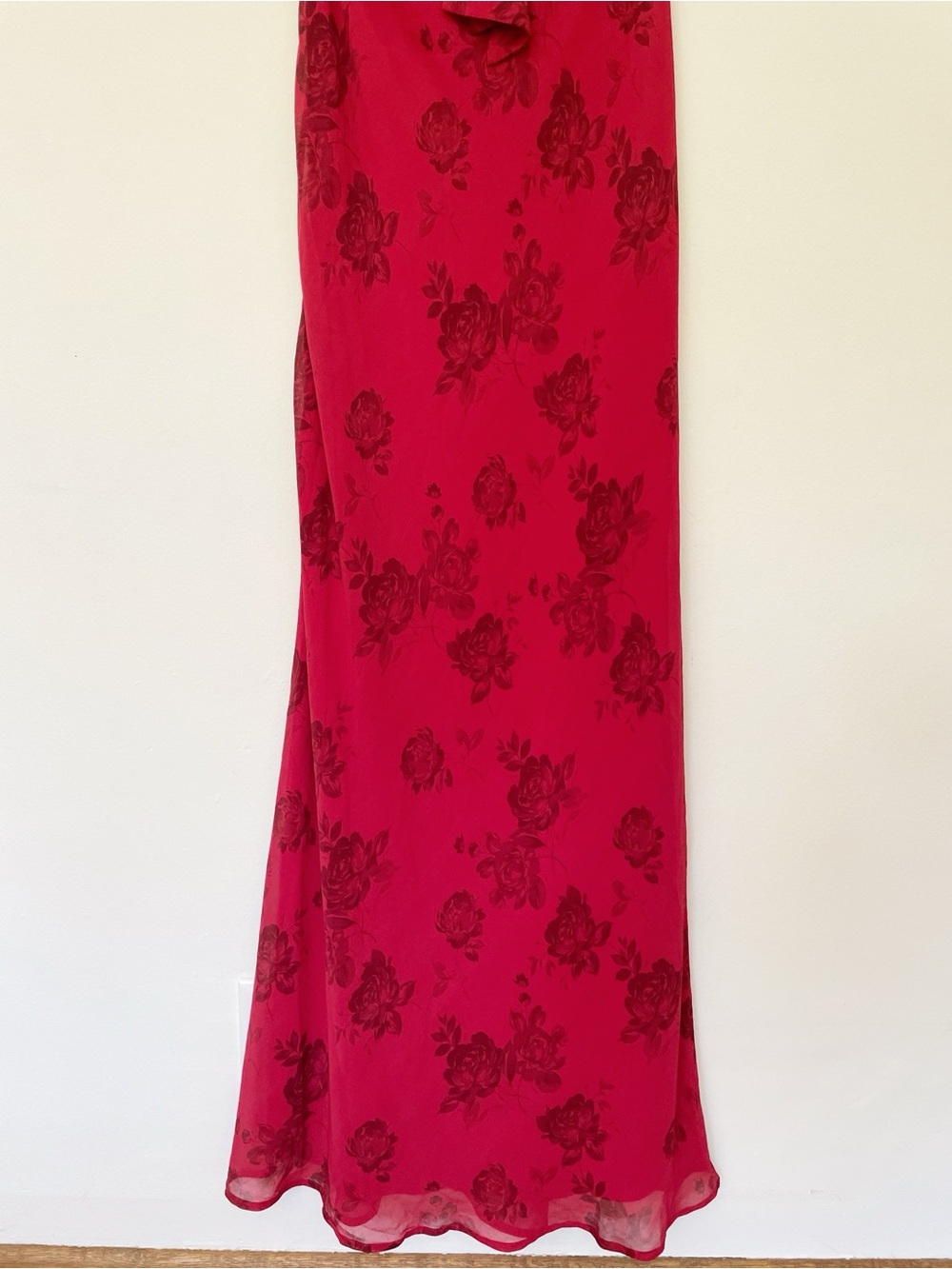 Freja Maxi Dress Halter Tie Long Cherry Rose Floral Open Back Going Out Party 6 - Picture 5 of 13